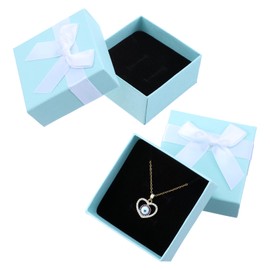 Giantree 2Pcs Small Gift Boxes, 7x7x3.5cm Kraft Jewellery Gift Box, with Grey Bow-Knot Ring Earrings Necklace Gift Box with Lid Small Paper Boxes for Gifts Presents (Light Green)