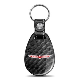 iPick Image Compatible with Jeep Trailhawk Real Black Carbon Fiber with Leather Strap Large Tear Drop Key Chain