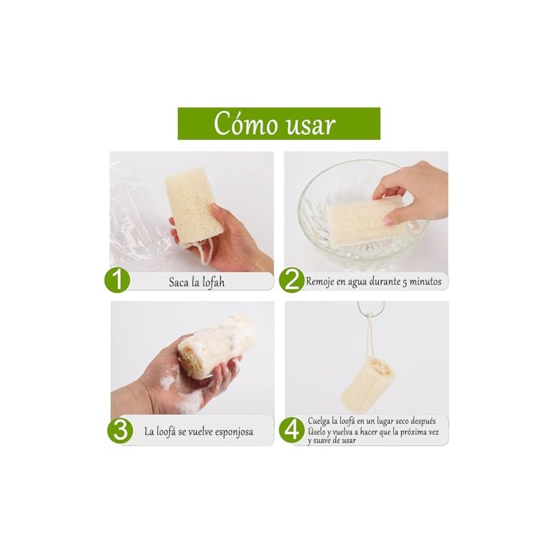 3 Piezas Esponja Natural de Lufa, Exfoliante Corporal Lumbor37, Cepillo
