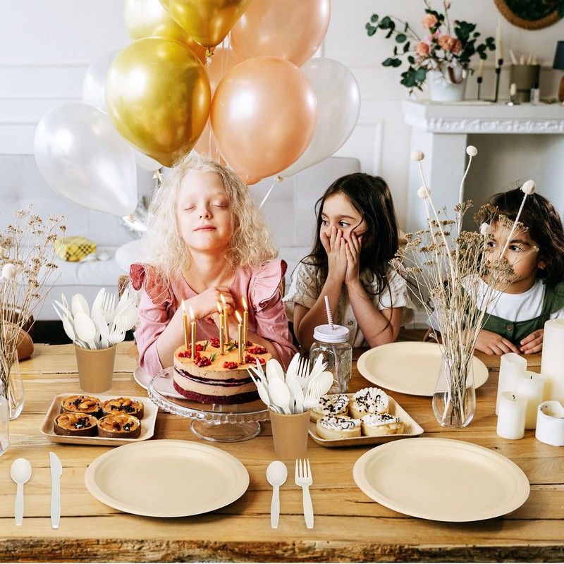 Compostable Spoons 50 Pack 7 Inch Disposable Spoons Biodegradable Cutlery