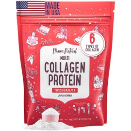 Mama Natural Proteína de colágeno multi en polvo, tipo 1, 2, 3, 4, 5 y 10 - Sin sabor e hidrolizada - Péptidos de colágeno puros en polvo - Carne de  