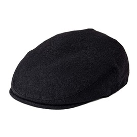 FEINION Men's Wool Tweed Newsboy Ivy Cap Gatsby Golf Flat Hat (Black, 7 1/4)