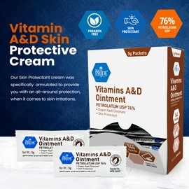 MED PRIDE Vitamins A&D Ointment Packets for Skin Relief -Vitamin A & D Skin Protectant Ointment, 5g Packets, 144-Count, for Body Chaffing, Diaper Rash, Cuts, Dry-Cracked Hands/Feet/Face