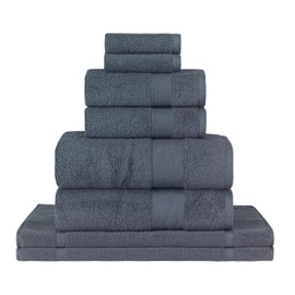 Towels Beyond - 8 Piece Luxury Towel Set, 100% Turkish Cotton, Includes 2 Bath Towels, 2 Hand Towels, 2 Washcloths & 2 Bath Mats, Highly Absorbent & Comfy Towels for Hotels & Spa | (Grey)
