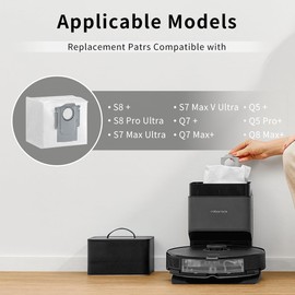 6Pack Original Vacuum Dust Bags for Roborock S8 Pro Ultra,S8+,S7 MaxV Ultra,S7 Max Ultra,Q5+,Q5Pro+,Q7+,Q7 Max+,Q8 Max+ Robot Vacuum Cleaner, 2.7L Large Capacity Cleaner Dust Bags, White