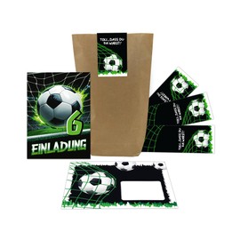 12 Invitation Cards for 6th Children's Birthday Football Boys Children Cool Colourful Invitations Sixth Birthday Invitations Kids Includes 12 Envelopes, 12 Bags, 12 Stickers