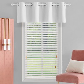 TOAVA DECO White Curtain Valances for Windows Treatment 18 Inch Length Thermal Insulated Short White Valances for Kitchen Windows Bedroom Living Room Grommet 1 Panel 52 x 18