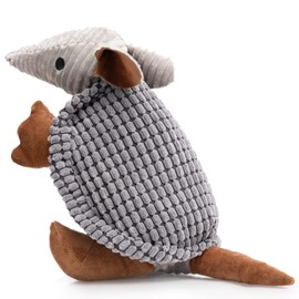 Hollypet Fluffy Dog Toys - Squeaky Plush Dog Toys for All Breeds, Stuffed Toys for Small Medium Large Dogs, Cute Animal-Big Armadillo Toys, Puppy Chew Toy with Clean Teeth| Dark Gray Large