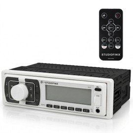 STUDIOFINIX Single Din Bluetooth 5.1 Marine Car Stereo Receiver, 240W Audio Head Unit with IR & APP Control, FM/AM Radio, Built-in Mic & EQ, USB/SD/AUX/MP3 for 12V Car Truck RV ATV UTV Boat(White)