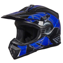 ILM Adult Dirt Bike Helmets Motocross ATV Dirtbike BMX MX Off-Road Helmet, DOT Approved (Blue Black, Adult-Medium)