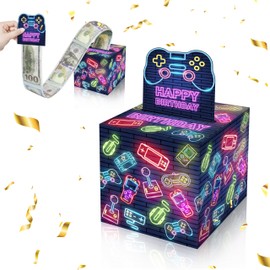 ISOVF Money Box for Cash Gift Birthday, Surprise Video Game Money Box Gifts for Gamer Lover, Money Pull Box for Cash Gift DIY Set, Gaming Birthday Party Decor-A01