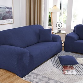 Furshine Universal Sofa Cover Big Elasticity Cover for Couch Flexible Stretch Sofa Cover Single Seater, Single Seater (90-145cm), Navy Blue