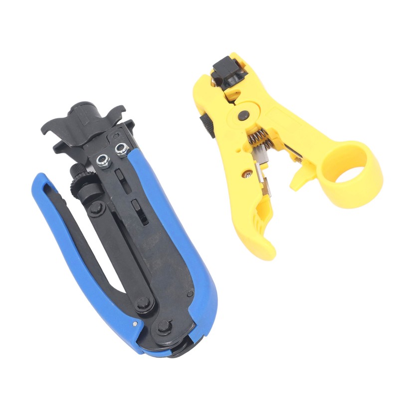 Coax Crimper Tool Kit Adjustable Coaxial Cable Crimper Stripper with