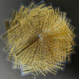30 Sheets Gold Line Nail Art Stickers Gold Lace Nail Stickers 3D Self-Adhesive Gold Nail Decals Acrylic Nails DIY Design Nail Supplies for Women