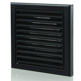 100mm (4 inch) Dia Black Plastic External Fixed Blade Vent Cover Grille (155x155mm External Size) Extractor Fan Air Ventilation External or Internal Wall Grille for Use Ducting Systems with Flyscreen