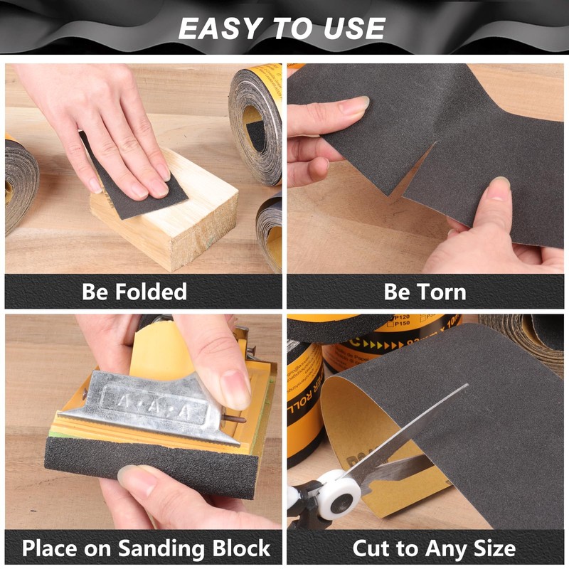 Shineboc Sandpaper Roll Grit 120, 93 mm x 10 m
