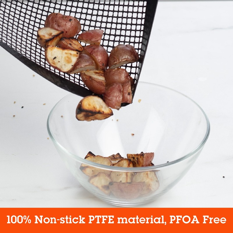 Camerons Grilling Mesh Basket - 2 Pack Reusable Non-Stick Heavy