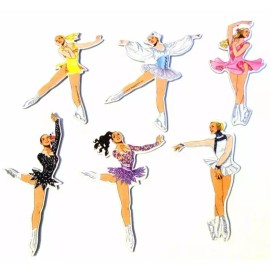 Shackman CHRISTMAS ORNAMENT Set, Winter Sports,  B. Shackman, Ice SKATERS, Die-Cut, RETRO