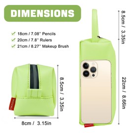 Fmeida Pencil Case Pencil Bag Green Pencil Pouch PU Leather Pen Case Pen Holder Stationery Organizer Pouch Zipper Bag for Pencils Pens Markers Makeups