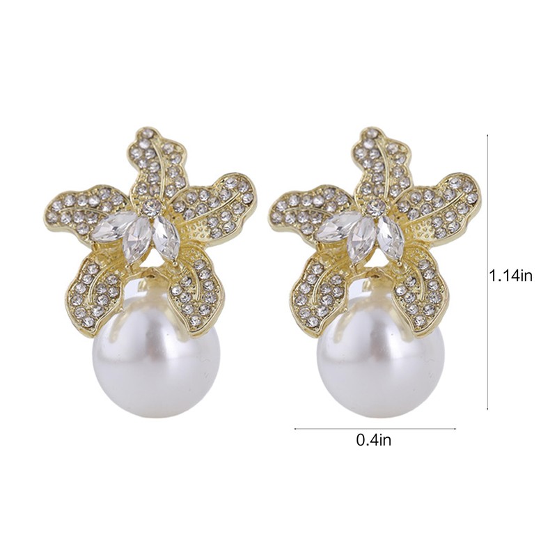 Pearl Earrings for Women Trendy Gold Pearl Hoop Earrings Double