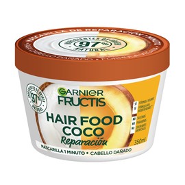 Garnier Fructis Hair Food Coco Mascarilla para Cabello Dañado 350ml, Tratamiento de Reparación Intensiva, Fórmula 98% de Origen Natural, Vegana y Sin Siliconas, Cabello Sano en 1 Minuto