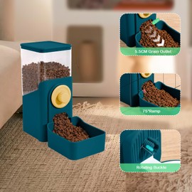 Hanging Automatic Pet Food Dispenser, Auto Gravity Rabbit Ferret Bunny Hedgehog Feeder Dispenser, Cat Dog Food Bowl for Cage Hanging (Dark Blue)