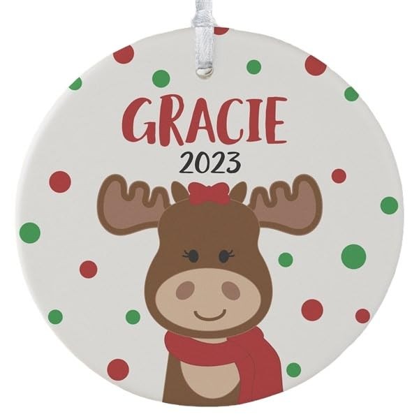 Personalization Universe Christmas Moose Personalized Ornament- 3.75" Matte - 1