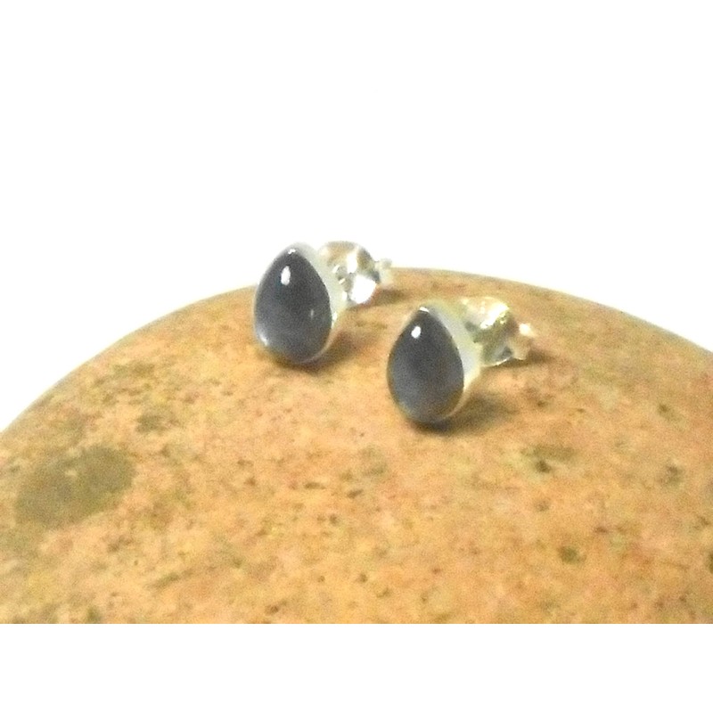 Art Gecko Fiery Pear Shaped LABRADORITE Sterling Silver Gemstone Stud