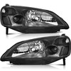 LSAILON Headlight Assembly Replacement Fit For Honda Civic 2001-2003 Black