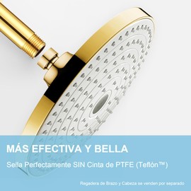 OFFO Brazo de Ducha para Montaje en Techo con Chapetón, Brazo para Regadera de 10 Pulgadas para Regadera de Lluvia Fija, Tubo de Regadera para Cabeza Acero Inoxidable, Oro Brillante
