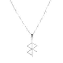 LIKGREAT Viking Runes Necklace Ancient Nordic Rune Pendant Necklaces Norse Peace Charm Good Luck Amulet Protection Stainless Steel Jewellery for Men Women (Silver)