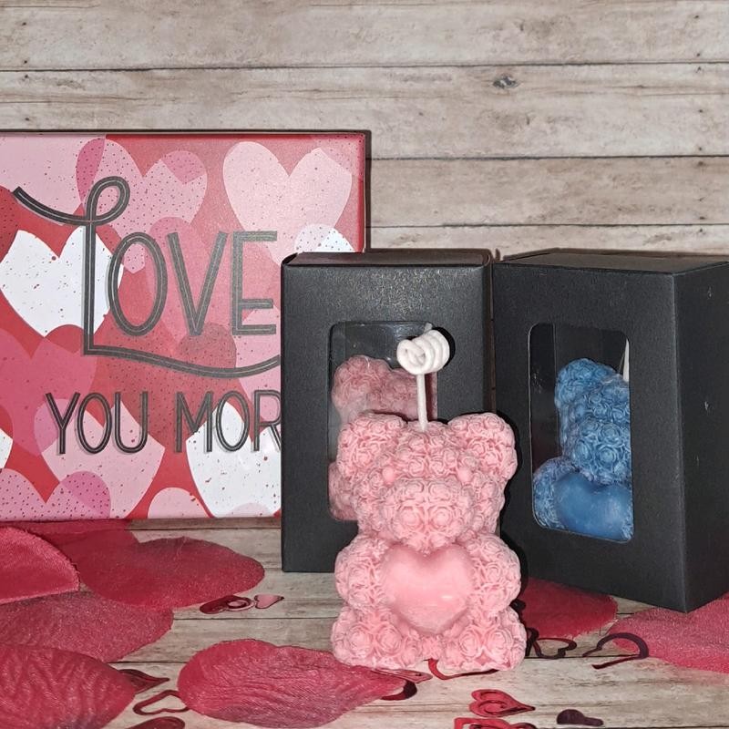 Mini Rose Bear Candles - Color: Black(Watermelon)
