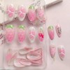 Pink Almond Press on Nails Medium Fruit Fake Nails 3D