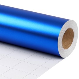 LaRibbons Blue Wrapping Paper, Solid Color Matte Metal Gift Paper Roll - 17 Inch x 40 Feet (56.6 sq. ft. ttl.) Gift Wrapping Paper for Valentine's Day, Wedding, Birthday, Baby Shower