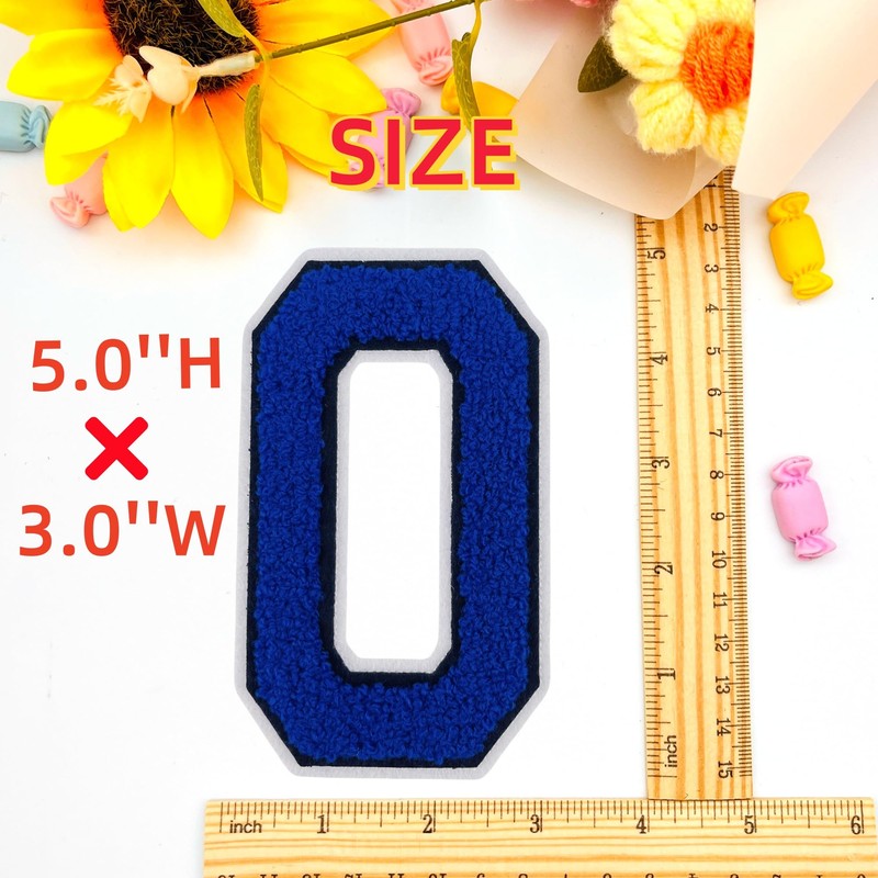 2 Pcs 5.0" Royal Blue Chenille Number Patches with White