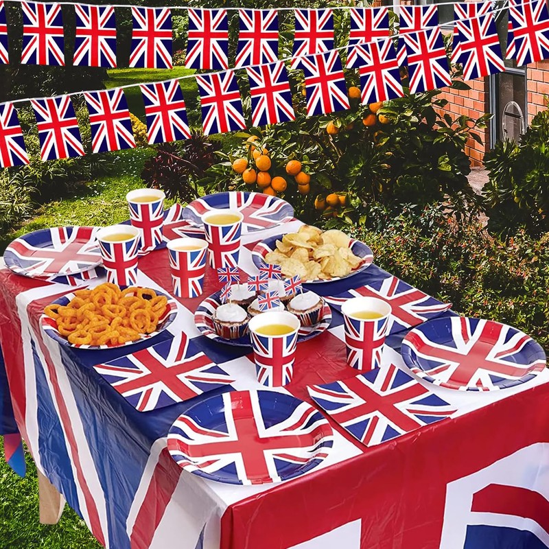 Smiffys Union Jack Round Paper Plates 22.5cm – 8 Pack