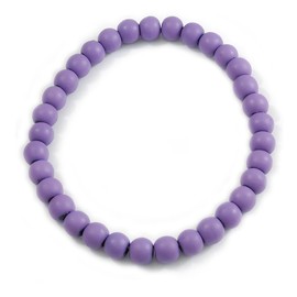 Avalaya Lavender Purple Round Bead Wood Flex Necklace/15mm/Unisex/Men/Women - 44cm Long