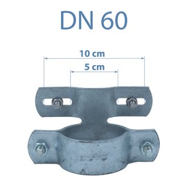 Kleberio® 1 Pipe Clamps DN60 (Borehole Distance 50-100 mm) Galvanised for Round Pipe 60 mm Pipe Clamp for Sign Mounting Pipe Bracket Clamps Set Including Mounting Screws for the Sign