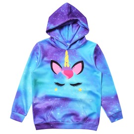 Perfashion Starry Unicorn Pocket Hoodies for Girls Long Sleeve Hoodie with Pockets 10t 11t