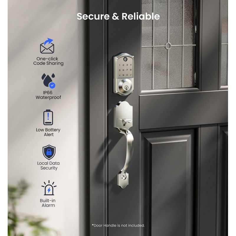 Veise Fingerprint Smart Door Lock, App Control, 7-in-1 Keyless Entry,