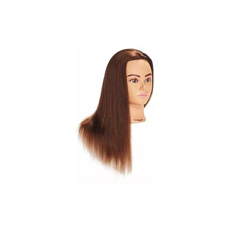 Hairingrid Maniqui Cabeza Cabello Natural Castaño Oscuro 55cm Hairingri