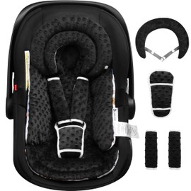 BOMOLOUR Infant Car Seat Insert with Removable Cushion for Baby Preemie Newborn Infant, Reversible carseat Insert Head Body Support Fits for Stroller, Baby Swing, Rocker, Bouncer, Bassinet - Black