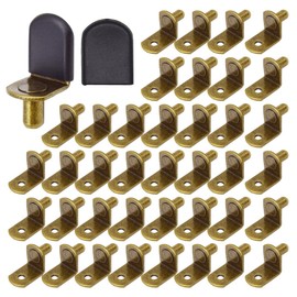 Hocansen 50 Pcs Shelf Support Pegs with Rubber Sleeve for Glass Shelves (Bronze/L)