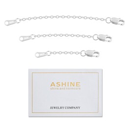 ASHINE Summer Silver Chain Necklace for Women Extender Bracelet Sterling Silver Jewelry Making Lobster Clasp Anklet Adjustable Gold (Silver, 1, 2, 3 inches)
