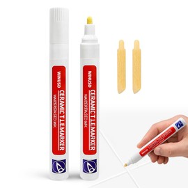 Grout Pen White | Waterproof Tile Grout Marker Repair Kit for Kitchen & Bathroom | Touch Up Paint | Bright White Grout Colorant - Fast Drying, Covers Stained Grout Lines on Floor, Shower Tiles(2Pcs)