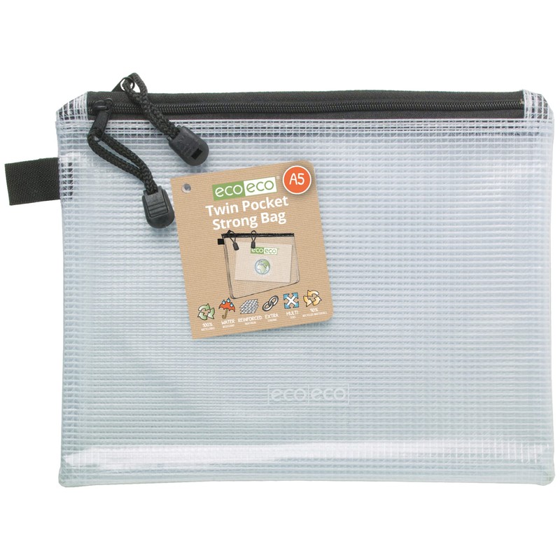 eco-eco A5 95% Recycled Twin Pocket Super Strong Bag, Waterproof
