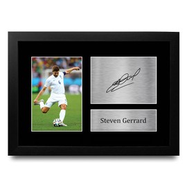 HWC Trading FR A4 Steven Gerrard England Gifts Printed Signed Autograph Picture for Football Fans and Supporters - A4 Framed