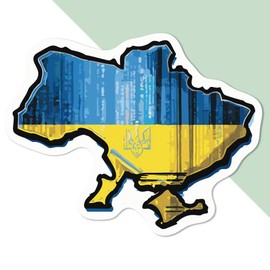 Medium 100mm 'Ukraine National Flag Map' Permanent Sticker Decal for Cars/Windows/Bins/Walls etc (DW00108245)
