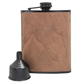 VB VIN BOUQUET FIA 1277 Stainless Steel Hip Flask Wood Design 8oz