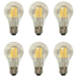 Royal Designs, Inc. LB-1506-6 Vintage Dimmable Edison Light Bulbs with E26 Medium Base, 8W LED Equivalent 60W Incandescent, Standard A17 Shape, Clear, 6-Pack